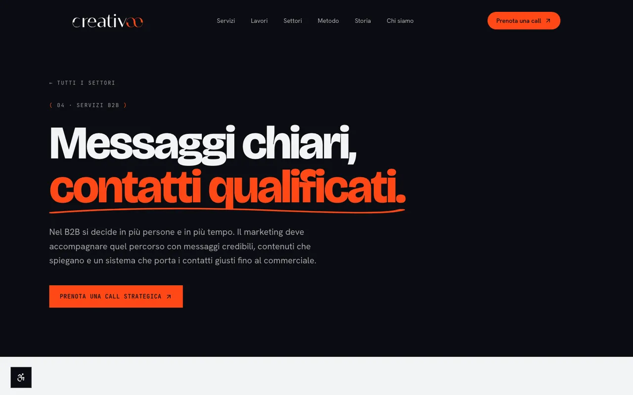 La pagina Marketing B2B del sito Creativoo