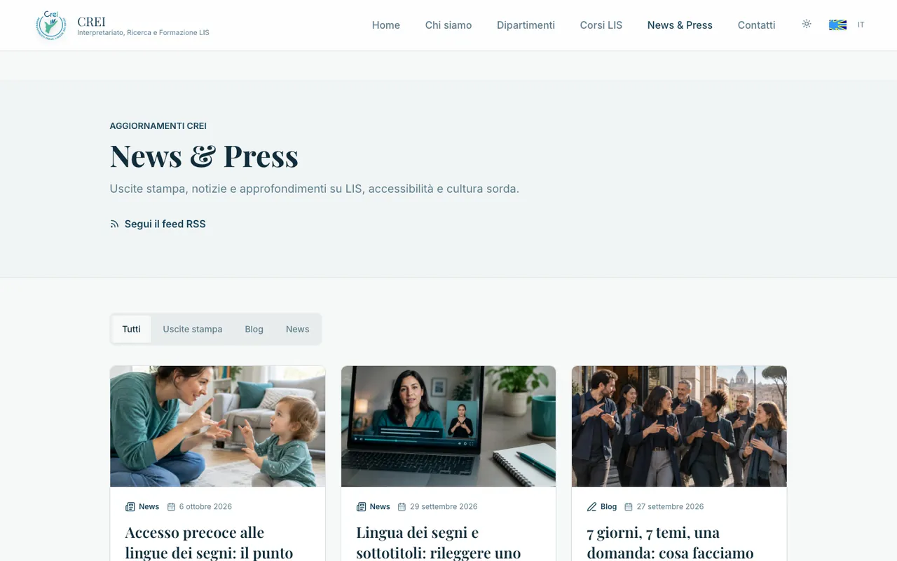 Archivio News & Press di CREI con filtri per uscite stampa, blog e news