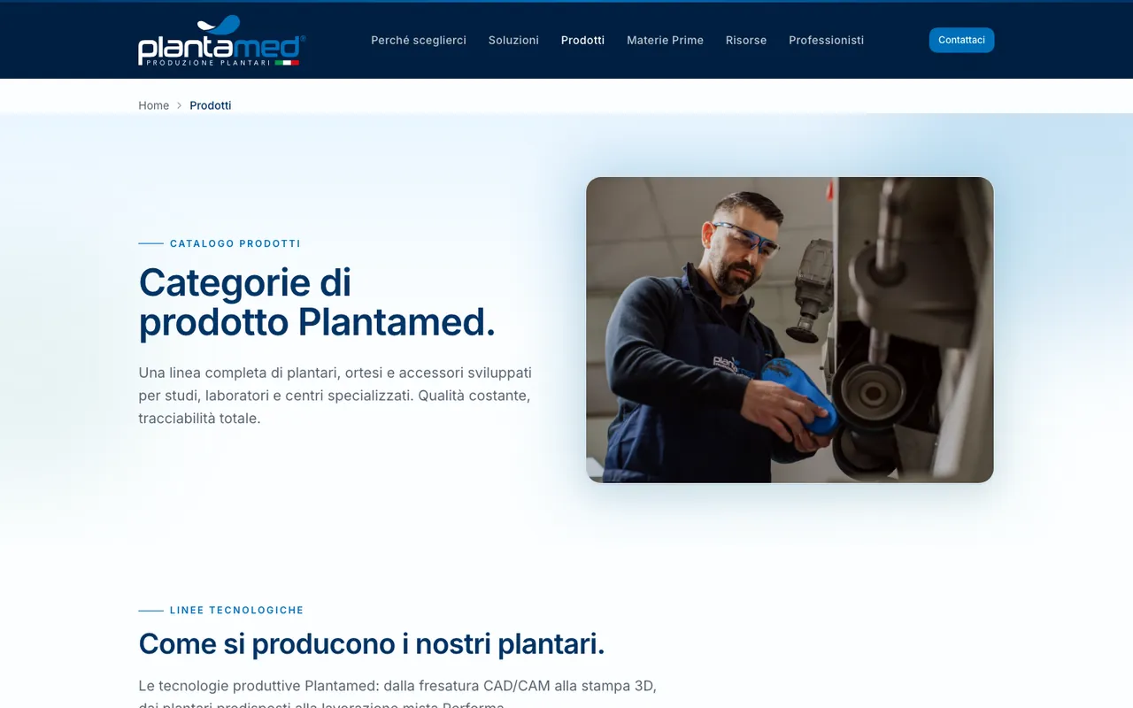 Il catalogo prodotti di Plantamed, organizzato per categorie