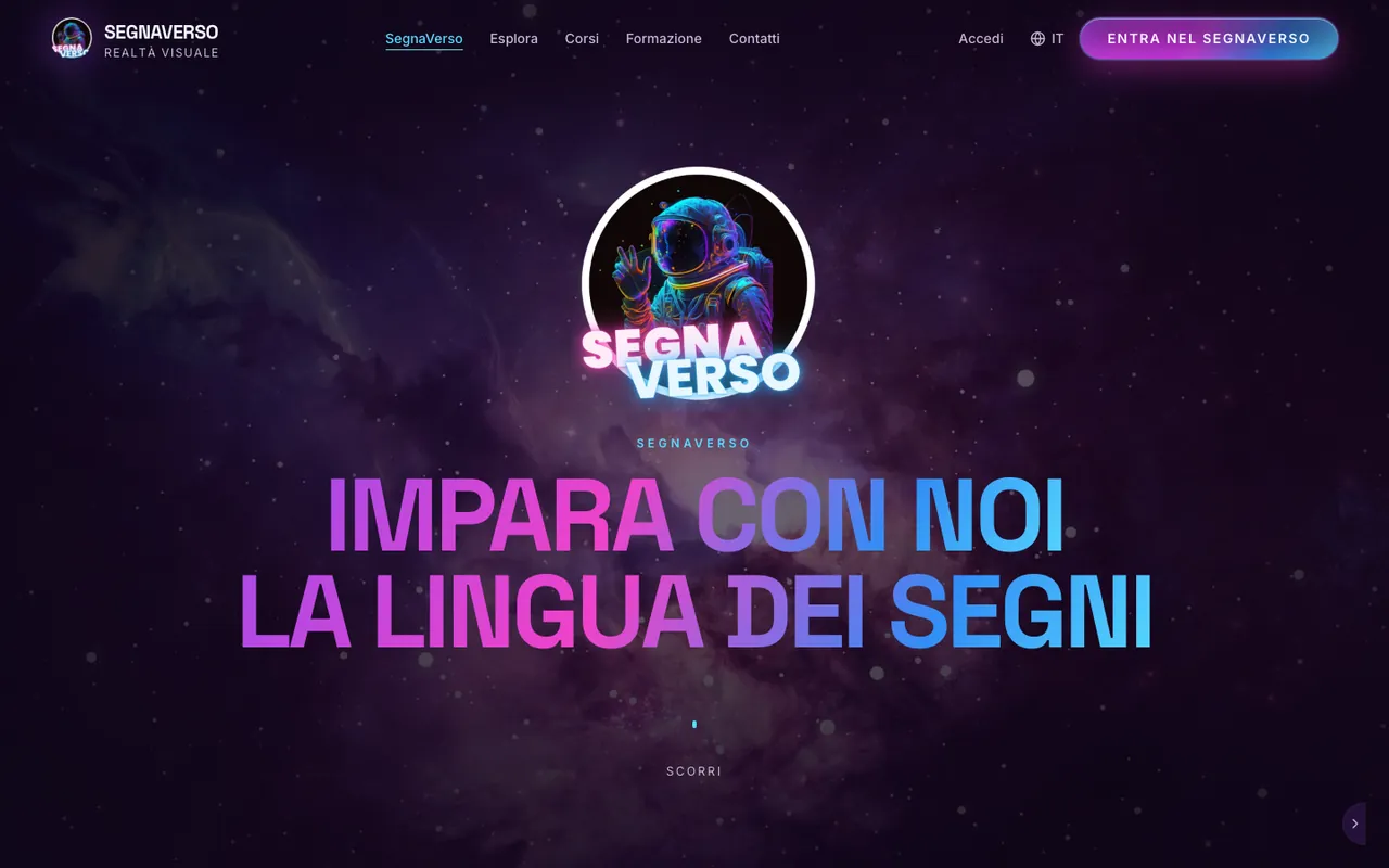 Home page di SegnaVerso: «Impara con noi la lingua dei segni»